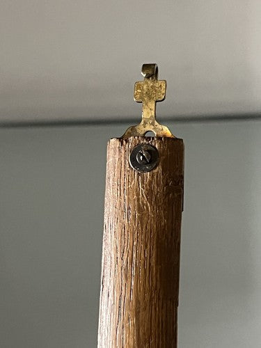 Pendule Horloge Mur Aluminum Avec Barre Bois Et Tiges Vintage 