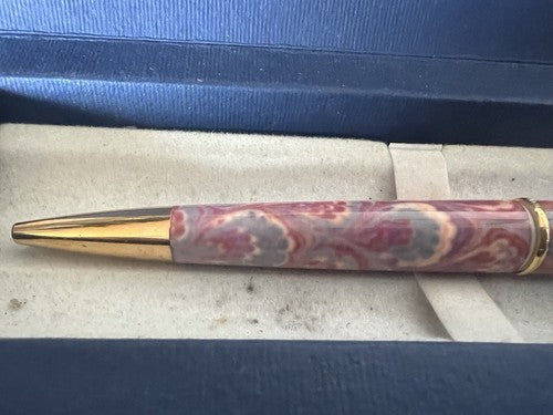 Waterman Stylo-Plume Sphère Reflex Rose Avec Décor Profils Doré Écrit Vintage