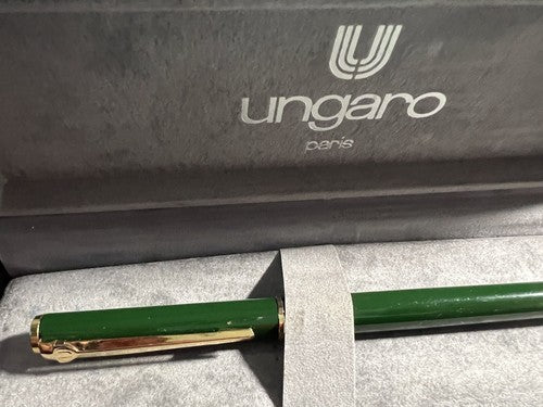 🔴 UNGARO penna stilografica LACCA VERDE INGLESE a cartuccia scrive con scatola