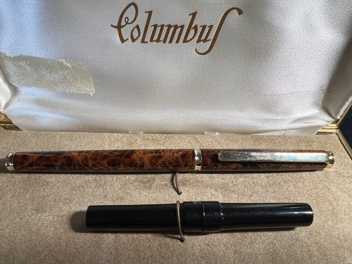 Columbus Pen Fountain Pen IN Hairspray Marbled Cartridge Marking Box