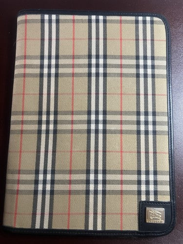 🔴 BURBERRY porta agenda tessuto check interno seta moirè nera ORIGINALE vintage