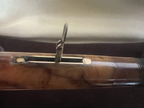 🔴 WATERMAN'S marbled celluloid lever fountain pen with antique GOLD nib 