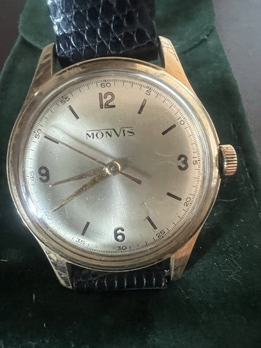 🔴 MONVIS orologio uomo automatico 35,5 mm Swiss Made vintage '60