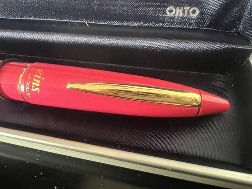 Ohto Stylo-Plume Sphere Roller Eins Z.10 Rose Profiles Doré Écrit Avec Étui 