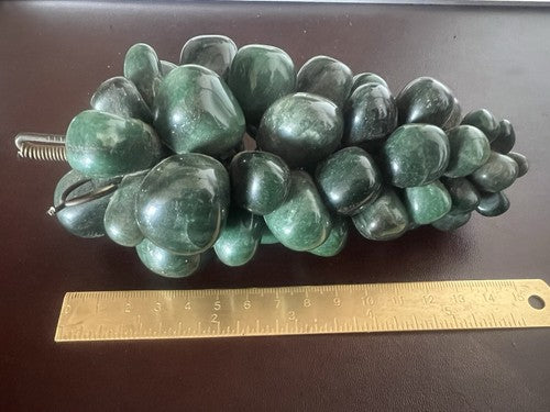 Cluster Uva Jade Vert Authentique Sculpture Taille Naturel 16x8,5 Vintage