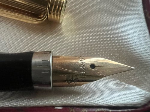 🔴 PARKER penna stilografica 75 placcata oro numerata pennino ORO 14 KT F nuova