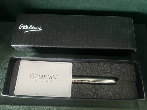 Ottaviani Stylo-Plume Sphère Roller Métal Chrome Nouvelle Trousse Et Garantie