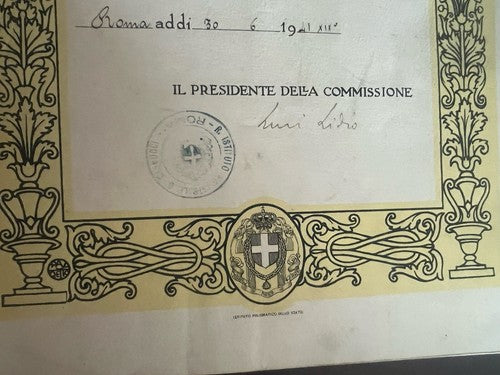 Regno D'Italie Diplôme Validation Magistrale D'Origine 30 Juin 1941
