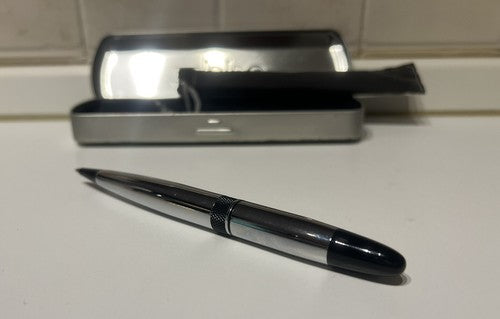 🔴 ZIPPO penna sfera argentata con scatola scrive perfettamente vintage