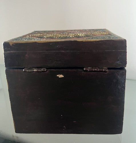 Boîte à Bijoux Chinoise Bois Dragon Peinture Coffret Trésor Trousse Vintage 12