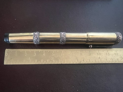 🔴 AMERIKA penna stilografica retrattile con bassorilievi pen ORO scrive vintage
