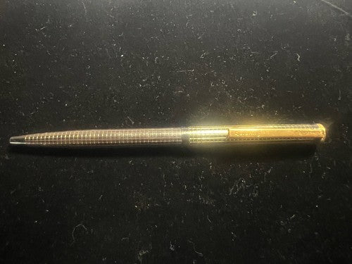 Goldring Stylo-Plume Sphère Laque Carreaux Profils Or Écrit Allemagne Vintage