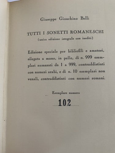 🔴 Wunderschöne Sammlung aller römischen Sonette, 5 Bände, nummerierte Ausgabe, handgebunden 1966