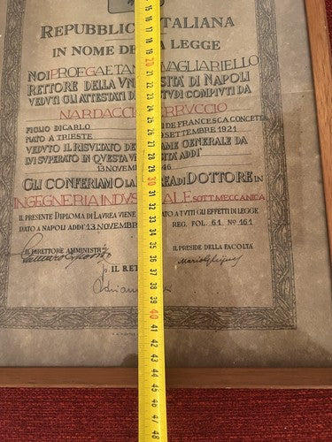 Diplôme Universitaire République Italienne Génie Industriel Mécanique Napoli