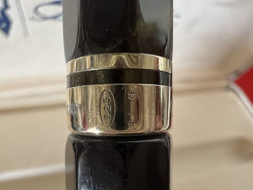 🔴 DELTA penna sfera marmorizzata sfaccettata e ARGENTO 925 scrive con scatola