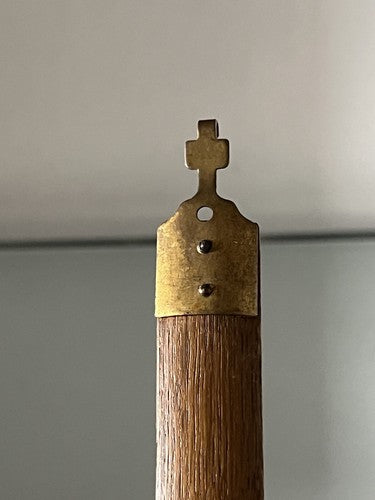 Pendule Horloge Mur Aluminum Avec Barre Bois Et Tiges Vintage 