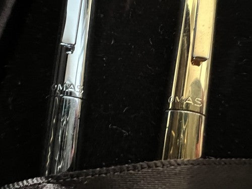 🔴 OMAS penna sfera cromata + penna dorata metallo scrivono italiane vintage