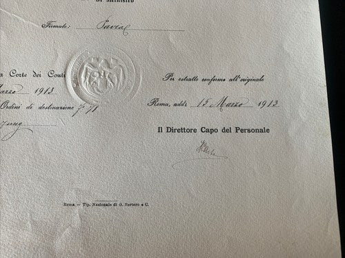 Certificat D'Honneur Comptable De L'État Vittorio Emanuele Ministère Trésor