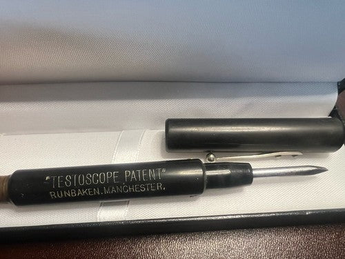 Testoscopio RUNKBAKEN MANCHESTER Stylo Bakélite Boussole Rare Vintage 1930