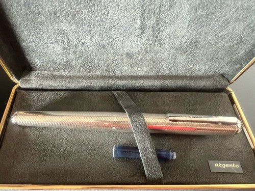 🔴 TAGAMET fountain pen SOLID 925 SILVER guilloche HEAVY WEIGHT writes 