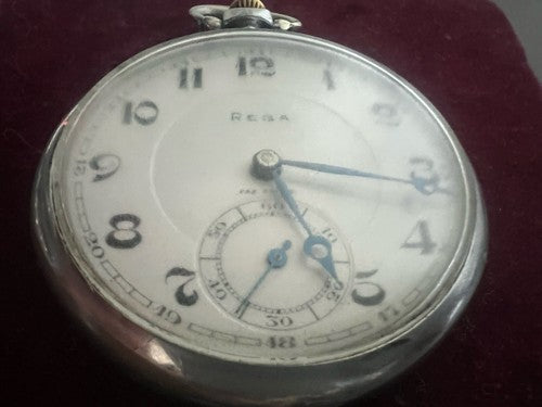 🔴 REGA orologio tasca uomo carica manuale fondello millerighe funziona vintage