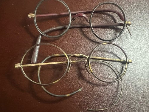 🔴 Montature OCCHIALI ANTICHI metallo e bachelite leggeri Charlie Chaplin 1800