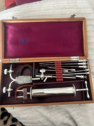 Vintage 1800 Medical Chest Aspirator Doctor Pleura Lungs Case