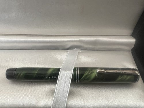Omer Extra Stylo-Plume Stylo à Plume Celluloid Vert Marbré Écrit Vintage