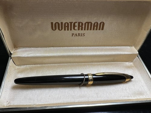Waterman Stylo-Plume Sphère Ici Et Le Crystal Noire Avec Cristal Écrit Vintage