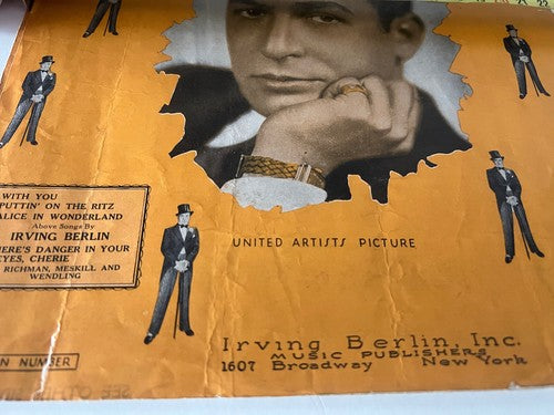 🔴 Spartito musicale ALICE IN WONDERLAND Harry Richman PUTTIN ON THE RITZ 1920