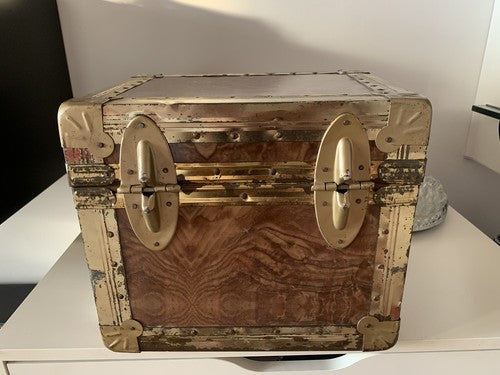 🔴 BAULE legno ottone porta gioielli cappelli preziosi orologi vintage