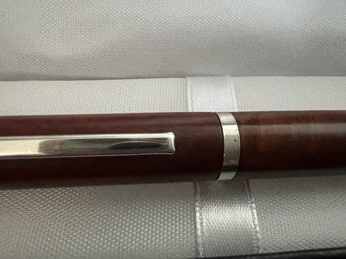 Stylo-Plume Stylo à Plume Argent 925 Corps Bois A Cartouche Écrit 25