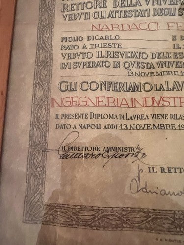 Graduation Republic Italian Engineering Industrial Mechanical Napoli 1946