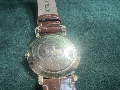 FENDI Montre Homme Femme Plaquée oder 400J Quarz Saphir Cabochon 37 mm 