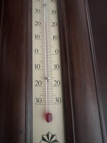 🔴 Mechanisches Holzthermometer ohne Kabel und Batterien mit Glaskolben zur Wandmontage 
