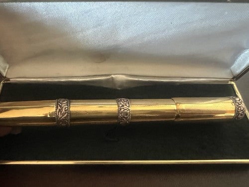 🔴 AMERIKA penna stilografica retrattile con bassorilievi pen ORO scrive vintage