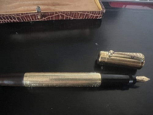 🔴 EUROPA Einziehbarer Füllfederhalter mit 14-Karat-Goldfeder, Vintage-B-Feder 
