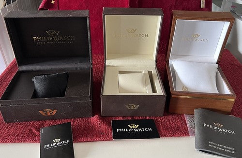 🔴 PHILIP WATCH watch boxes cases set of 3 CASES with cushions
