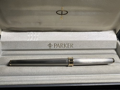 Parker Stylo-Plume Sphère Roller Ms Emilio Pucci Satin Chrome Profils Laminés