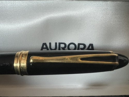 🔴 AURORA penna sfera roller Ipsilon totalmente nera dorata scrive roller