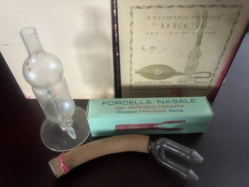 🔴 Aereosol AUTOMIZZATORE DECA con ampolle di vetro ed astuccio completo antico