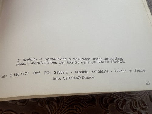 Simca 1301 Broschüre Fahrzeugnutzung Wartung Italienisch 1501 Original Vintage 