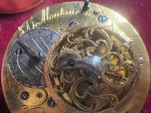 Uhrwerk GIRARD DE MONT ROUGE Taschenuhr Französisch Antik Bohrstange 1770 