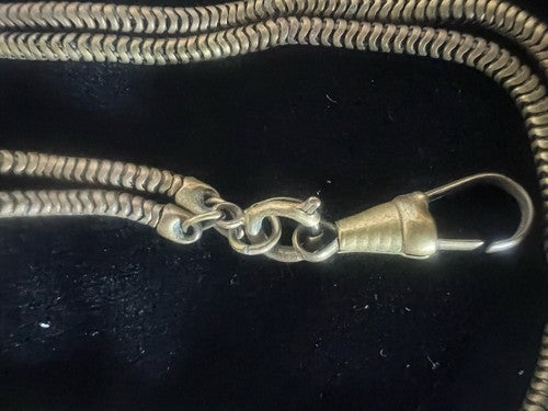 🔴 CATENA orologio tasca bronzata snodata con moschettone L 31 cm VINTAGE