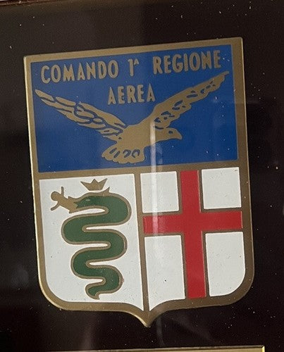 🔴 Crest comando 1 REGIONE AEREA premio con cornice vintage L 18 H 21 CM