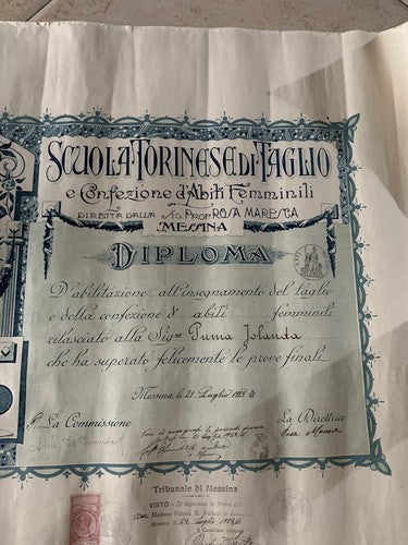 Regno Italie Vittorio Emanuele III Grande Certificat Diplôme + Robe Du 1928