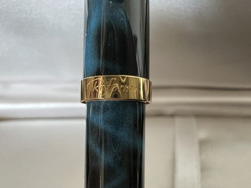 Reform Stylo-Plume Sphère Laque Bleu Marbré Profils Doré Années 1970 Vintage