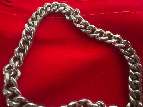 🔴 CATENA orologio tasca cromata con moschettone Lunghezza 22 cm VINTAGE