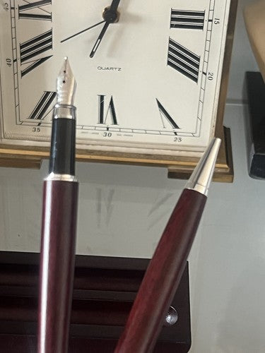 🔴 DODOR penna stilografica legno e sfera laminate argento IRIDIUM POINT GERMANY