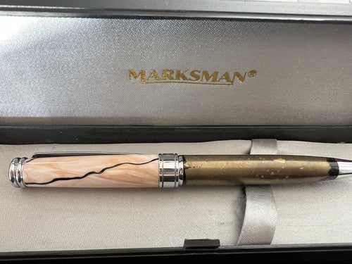 🔴 MARKSMAN penna sfera bicolore marmorizzata profili cromati scrive con scatola